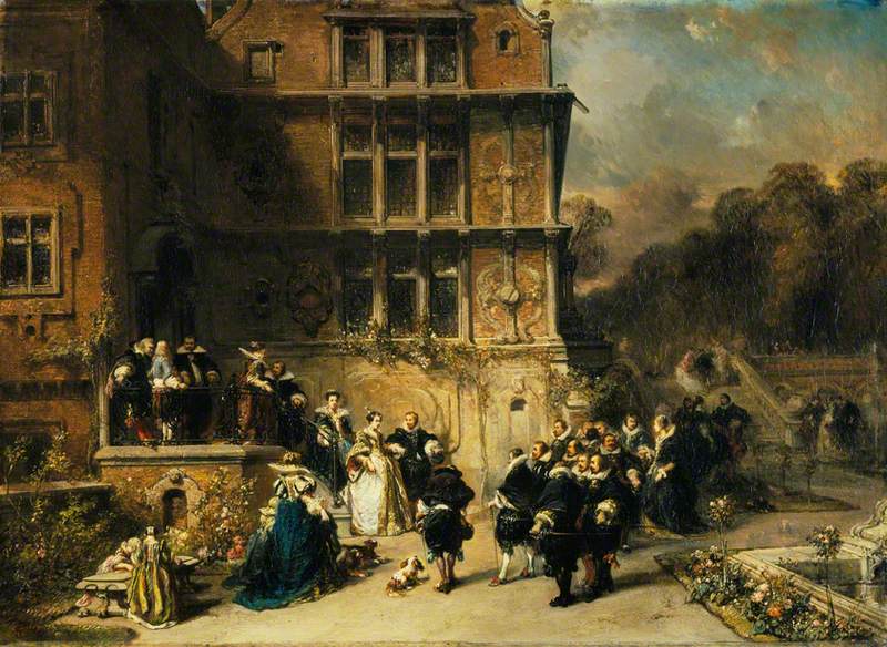 Court Reception at a Chȃteau, vintage artwork by Eugène Isabey, A3 (16x12") Poster Print