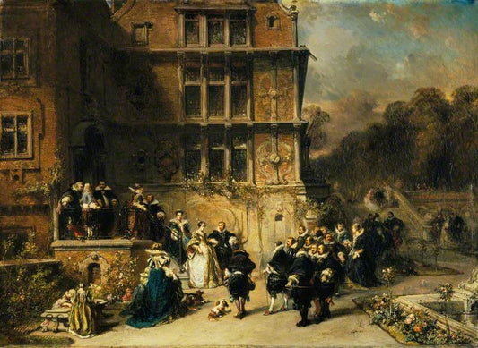 Court Reception at a Chȃteau, vintage artwork by Eugène Isabey, A3 (16x12") Poster Print