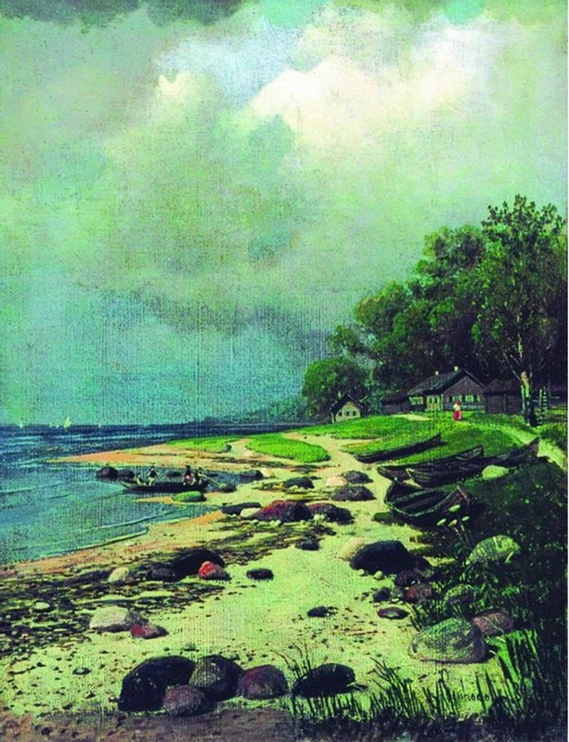 On shore, vintage artwork by Petr Sukhodolsky, 12x8" (A4) Poster