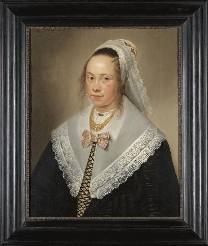 Portrait of a Young Lady, Said to be Elisabeth Wybo, at the Age of 17, vintage artwork by Jan Albertsz. Rotius, 12x8" (A4) Poster