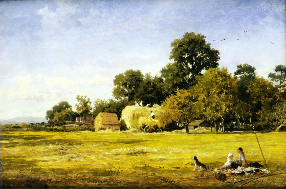 Making a Hay Rick, Whittington, vintage artwork by Benjamin Williams Leader, 12x8" (A4) Poster