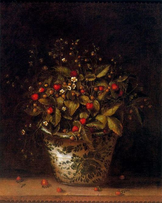 A Strawberry Plant, vintage artwork by Tomàs Yepes, 12x8" (A4) Poster