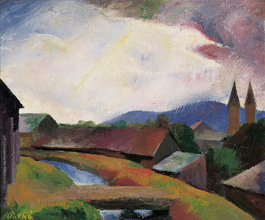 Felsobanya Landscape, vintage artwork by Karoly Patko, 12x8" (A4) Poster