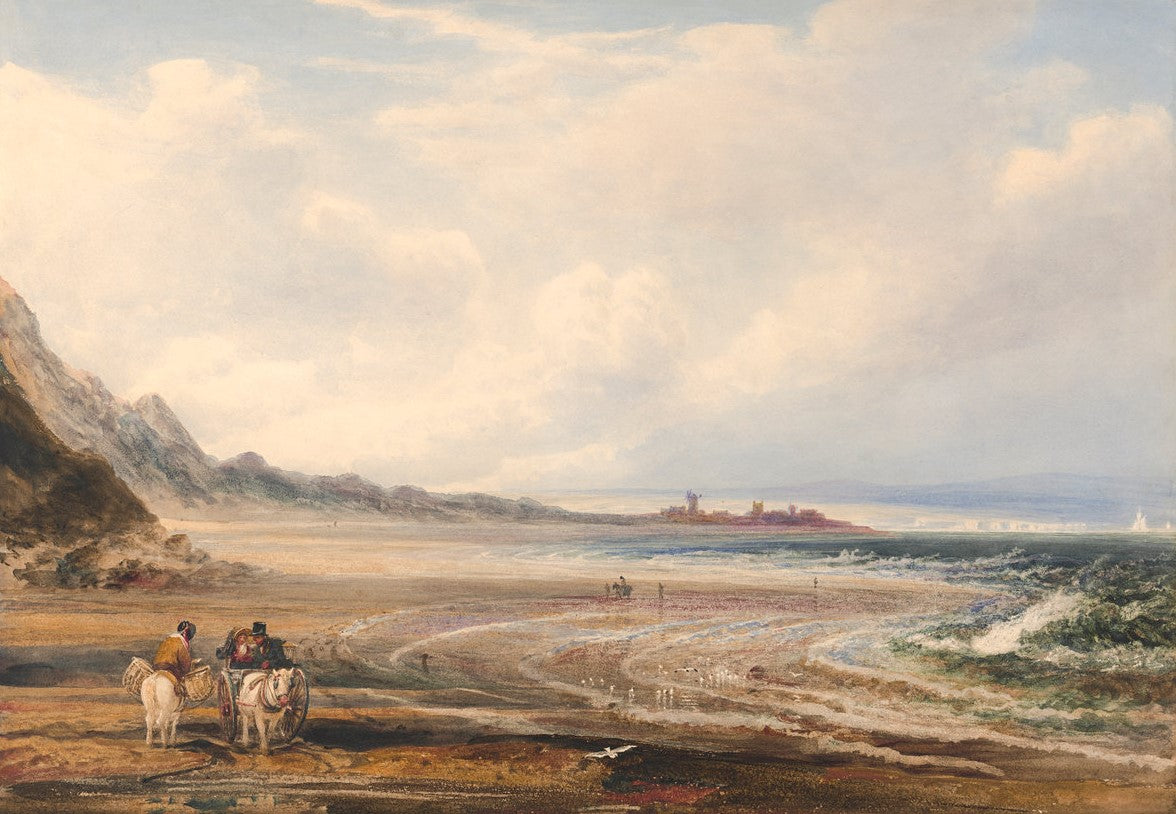 Travelers on the Sands near Redcar, vintage artwork by Peter de Wint, 12x8" (A4) Poster