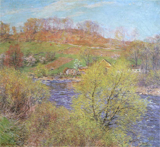 Blossoming Willows, vintage artwork by Willard Leroy Metcalf, 12x8" (A4) Poster