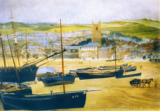 Net Day at St. Ives, vintage artwork by John Edward Brett, A.R.A., 12x8" (A4) Poster