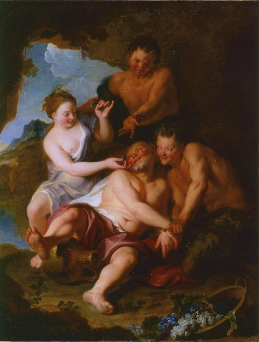 Silenus Smeared with Blackberries by  Egle, vintage artwork by Antoine Coypel II, 12x8" (A4) Poster