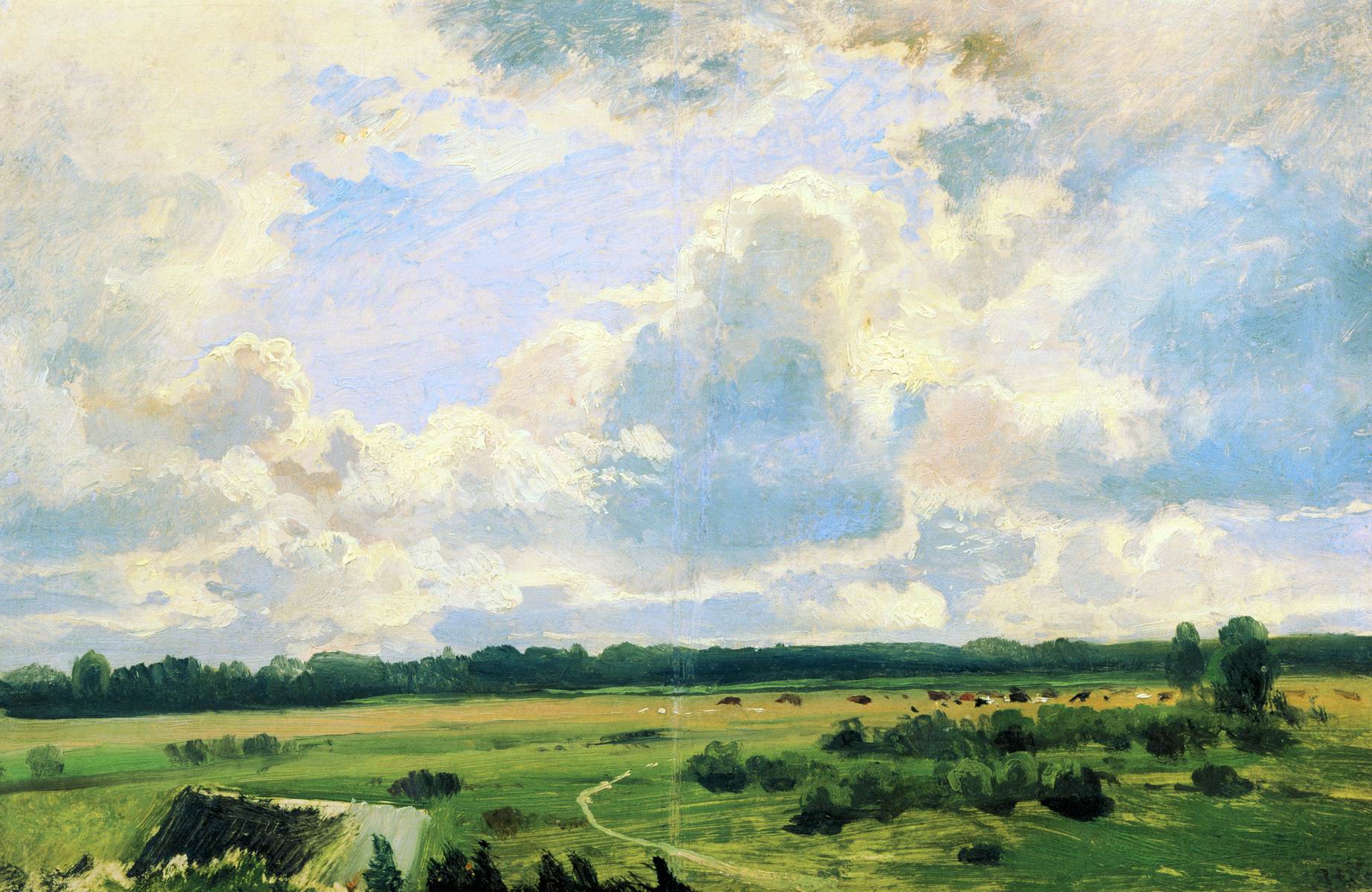 Cloudy Day, vintage artwork by Ivan Ivanovich Shishkin, 12x8" (A4) Poster