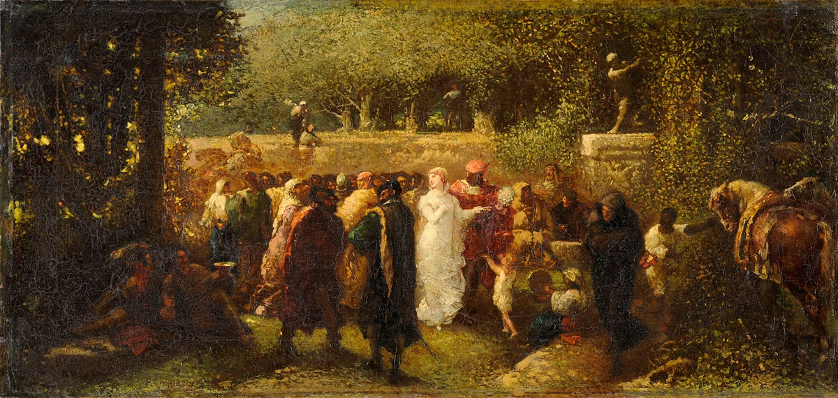 Festivities in the Park, vintage artwork by François Chifflart, 12x8" (A4) Poster