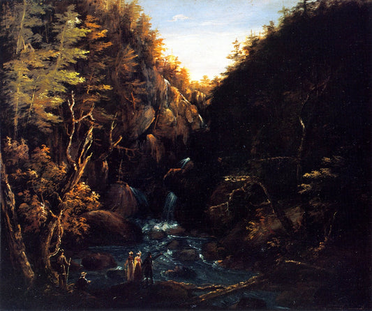 An Excursion to a Waterfall in the Mountains, vintage artwork by Charles Codman, A3 (16x12") Poster Print