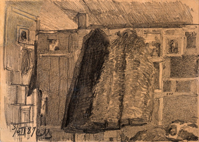 Sketch of Coats on a Coat Rack by Sergei Malyutin,A3(16x12")Poster