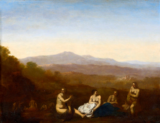 Diana and her Nymphs, vintage artwork by Cornelis van Poelenburgh, 12x8" (A4) Poster