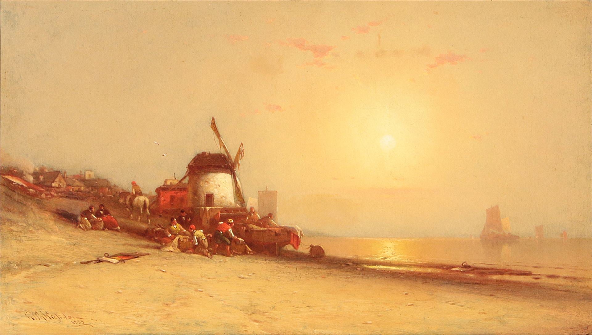 Repairing the Sails, vintage artwork by George Washington Nicholson, 12x8" (A4) Poster