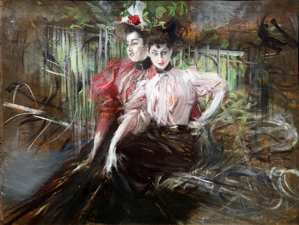 Giovani donne sedute, vintage artwork by Giovanni Boldini, 12x8" (A4) Poster
