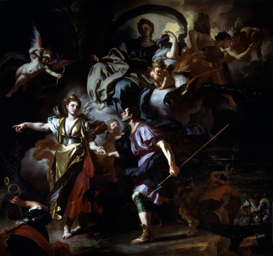 The Royal Hunt of Dido and Aeneas, vintage artwork by Francesco Solimena, 12x8" (A4) Poster