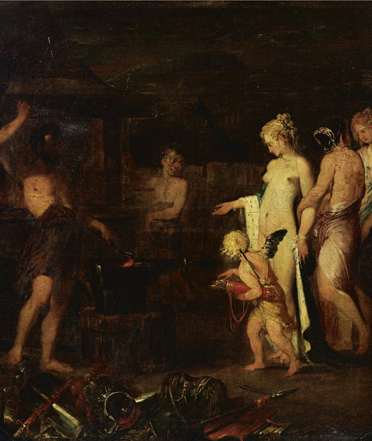 Venus in the Forge of Vulcan, vintage artwork by Follower of Jacob Van Loo, 12x8" (A4) Poster