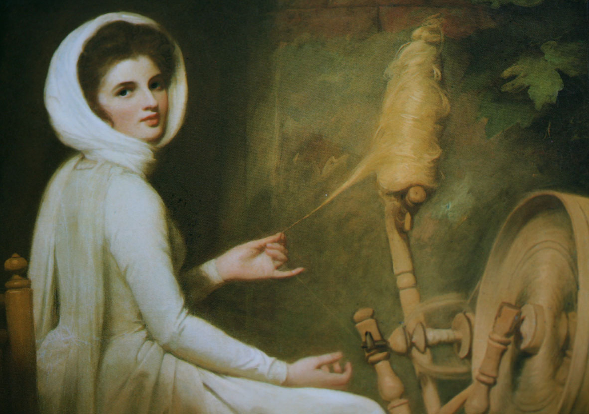 Emma Hamilton as the spinner, vintage artwork by George Romney, 12x8" (A4) Poster