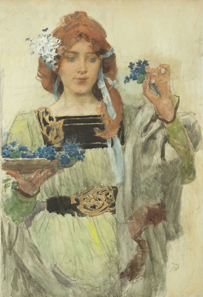 Taussig´s Angelica, vintage artwork by Vojtěch Hynais, 12x8" (A4) Poster