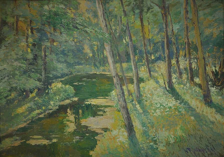 Spring in the Forest, vintage artwork by Václav Radimský, 12x8" (A4) Poster