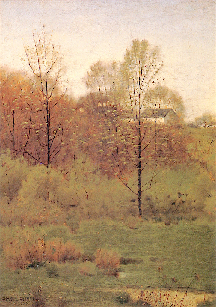 Spring Pasture, vintage artwork by Leonard Ochtman, 12x8" (A4) Poster