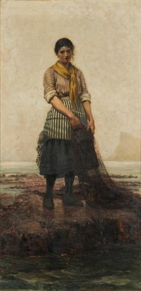 Breton Fishergirl by Workshop of Albert Chevallier Tayler,A3(16x12")Poster