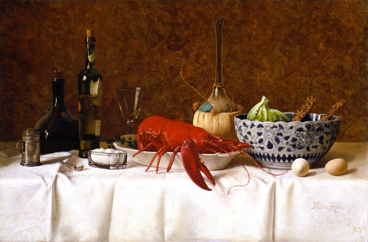 Still LIfe with Lobster, vintage artwork by Milne Ramsey, 12x8" (A4) Poster
