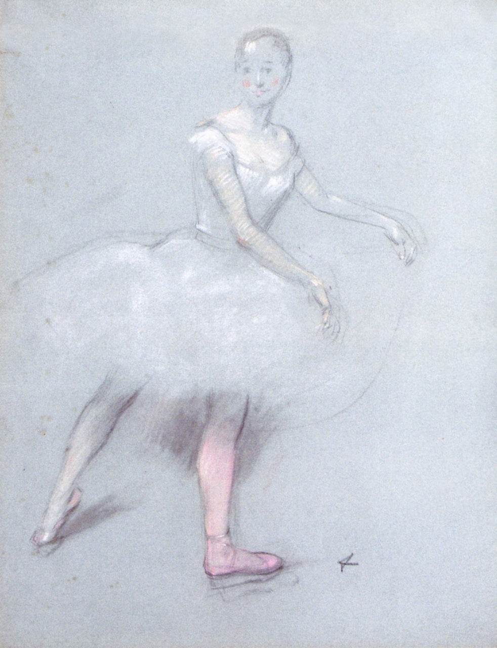 Dancer in a White Tutu, vintage artwork by Jean-Louis Forain, 12x8" (A4) Poster