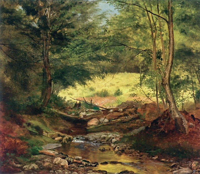Landscape with Trees and Stream, vintage artwork by John Lee Fitch, 12x8" (A4) Poster