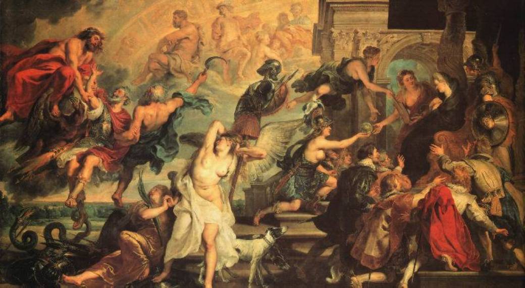 The Apotheosis of Henry IV and the Proclamation of the Regency of Maria de' Medicis on May 14, 1610, vintage artwork by Peter Paul Rubens, 12x8" (A4) Poster