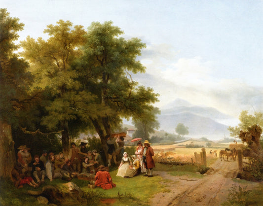 A Snack in the Countryside, vintage artwork by Adam Töpffer, 12x8" (A4) Poster