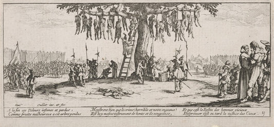 The miseries of war The Hanging, vintage artwork by Jacques Callot, 12x8" (A4) Poster