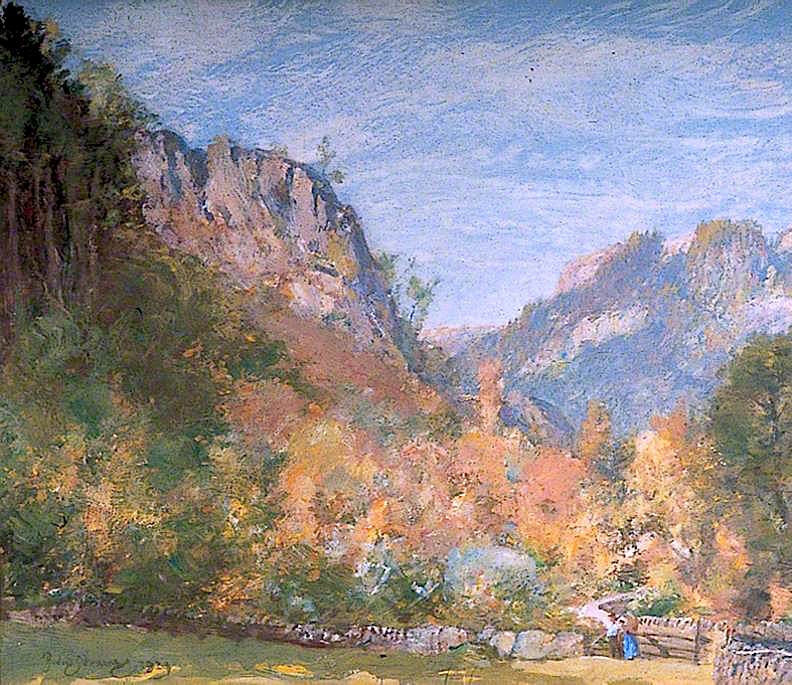 Golden Autumn, Betws-y-Coed, vintage artwork by Sir David Scott Murray, 12x8" (A4) Poster