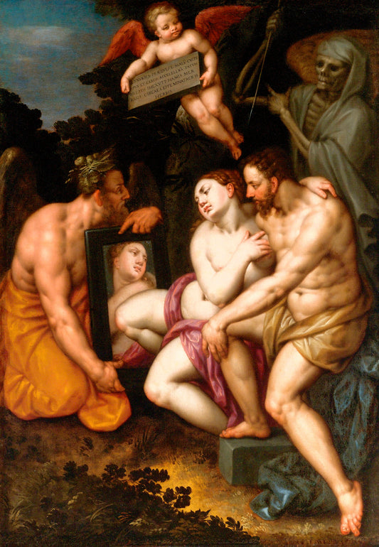 An Allegory of the Transience of Earthly Beauty and Love, vintage artwork by Jacob Adriaensz. Backer, 12x8" (A4) Poster