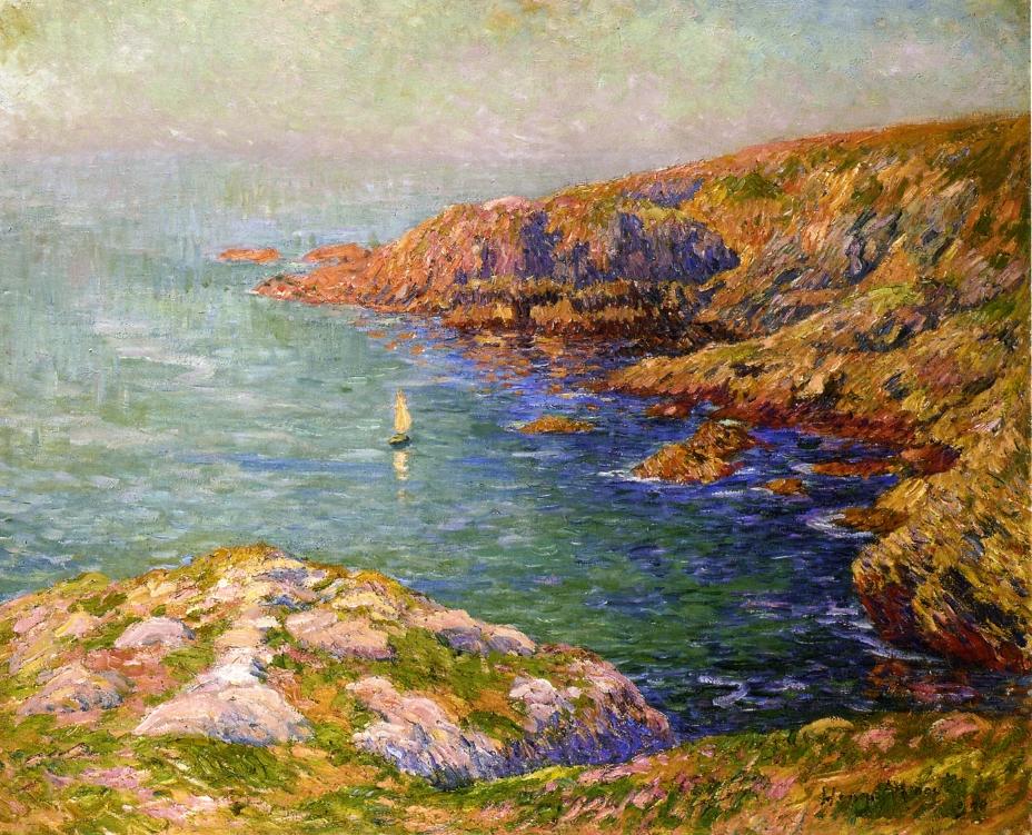 Calm, Coast of Brittany, vintage artwork by Henry Moret, 12x8" (A4) Poster