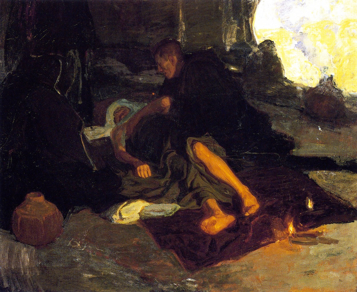 Job and His Three Friends, vintage artwork by Henry Ossawa Tanner, 12x8" (A4) Poster