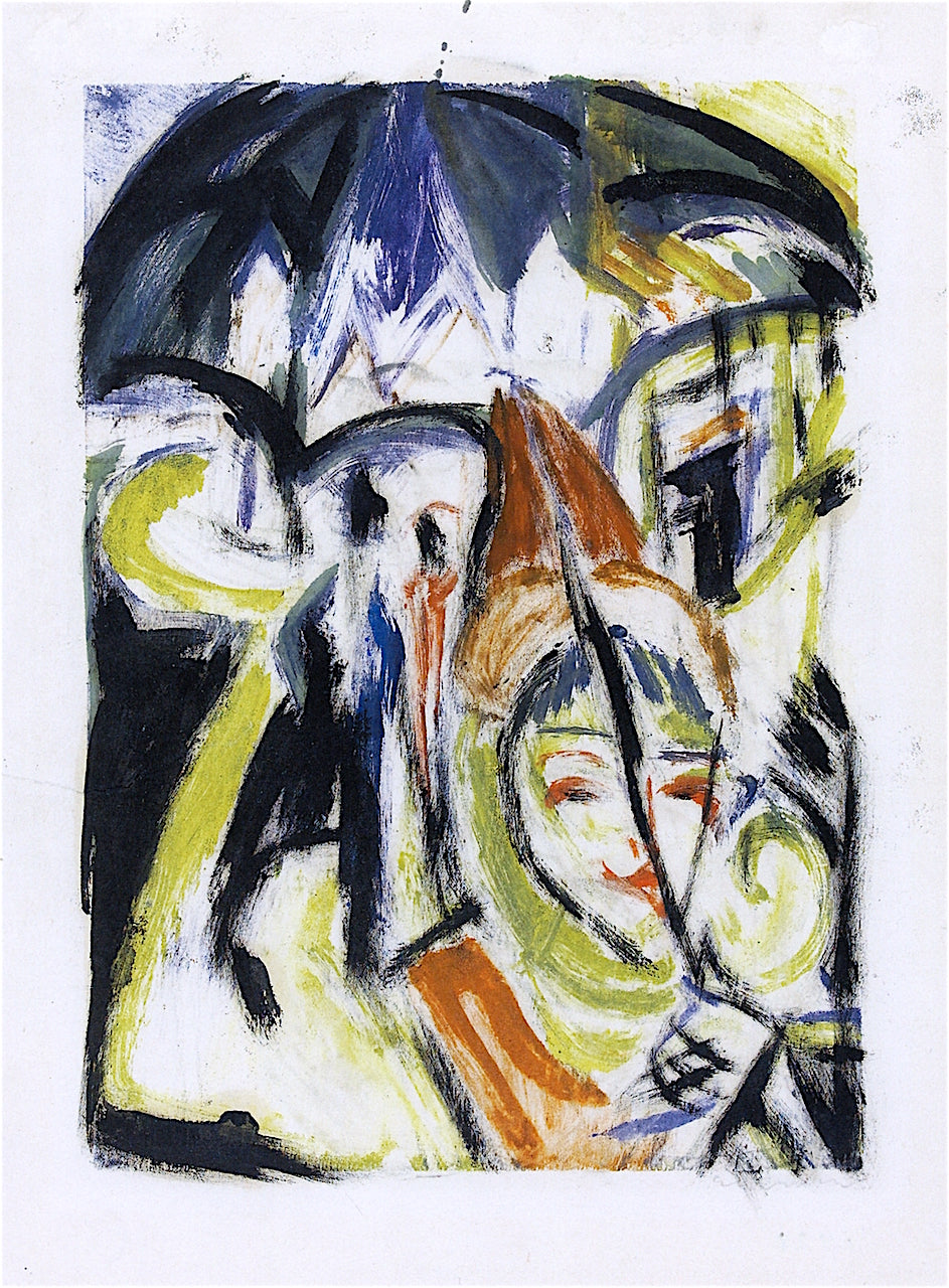 Courtesan on the Street - Berlin Street Scene, vintage artwork by Ernst Ludwig Kirchner, 12x8" (A4) Poster