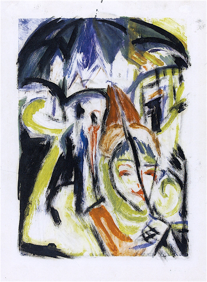 Courtesan on the Street - Berlin Street Scene, vintage artwork by Ernst Ludwig Kirchner, 12x8