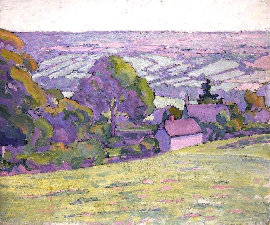 A Devonshire Valley, Number 1, vintage artwork by Robert Bevan, 12x8" (A4) Poster