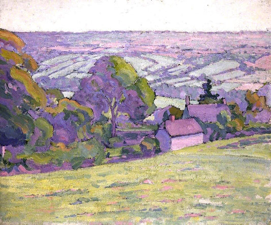 A Devonshire Valley, Number 1, vintage artwork by Robert Bevan, 12x8" (A4) Poster