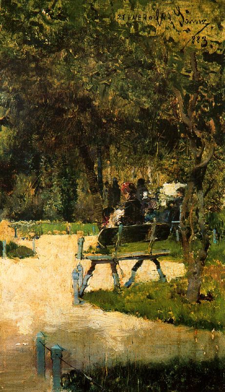 Paseo de Recoletos, vintage artwork by Casimiro Sainz y Saiz, 12x8" (A4) Poster