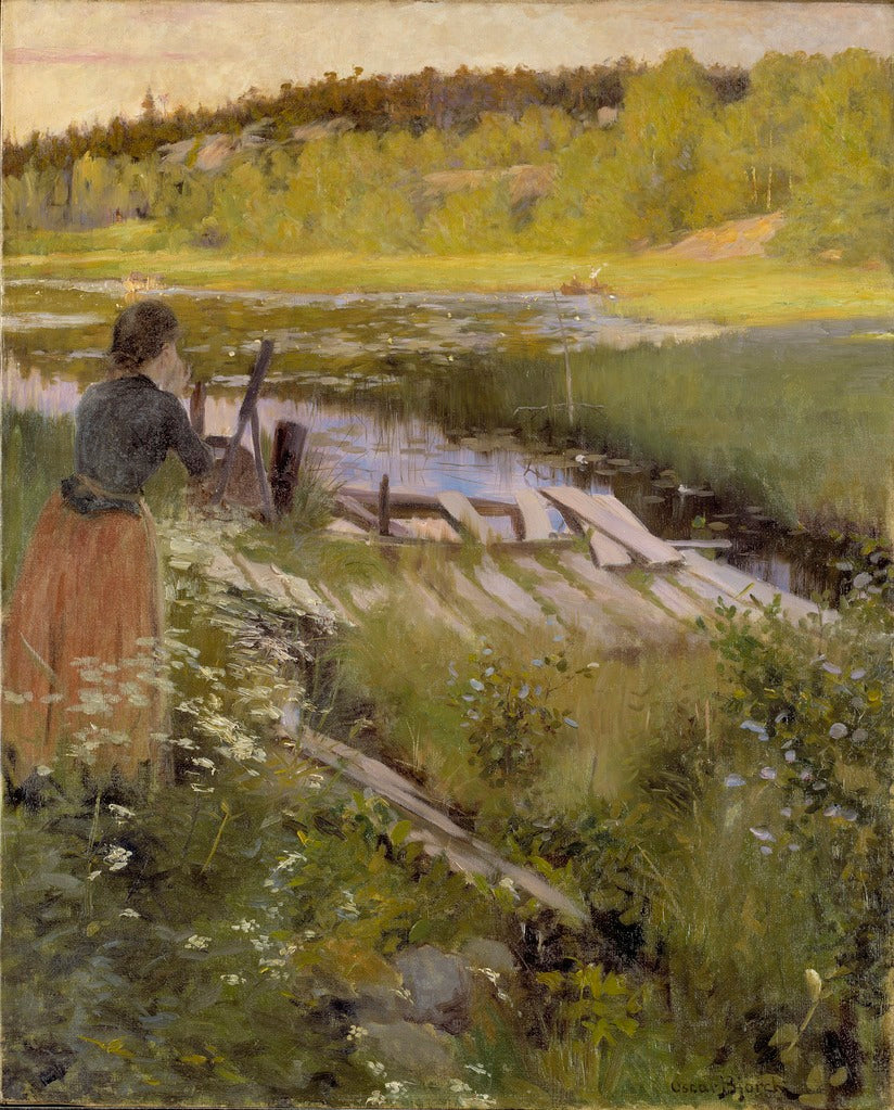 By the Lake. View from Balingsta by Oscar Gustaf Bjorck,A3(16x12")Poster