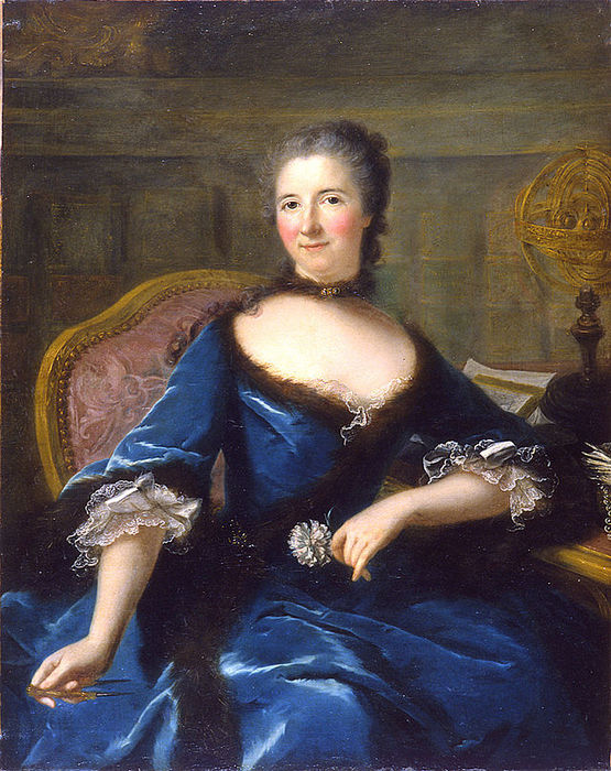 Portrait de Emilie Le Tonnelier de Breteuil, marquise du Châtelet, vintage artwork by Marianne Loir, 12x8" (A4) Poster