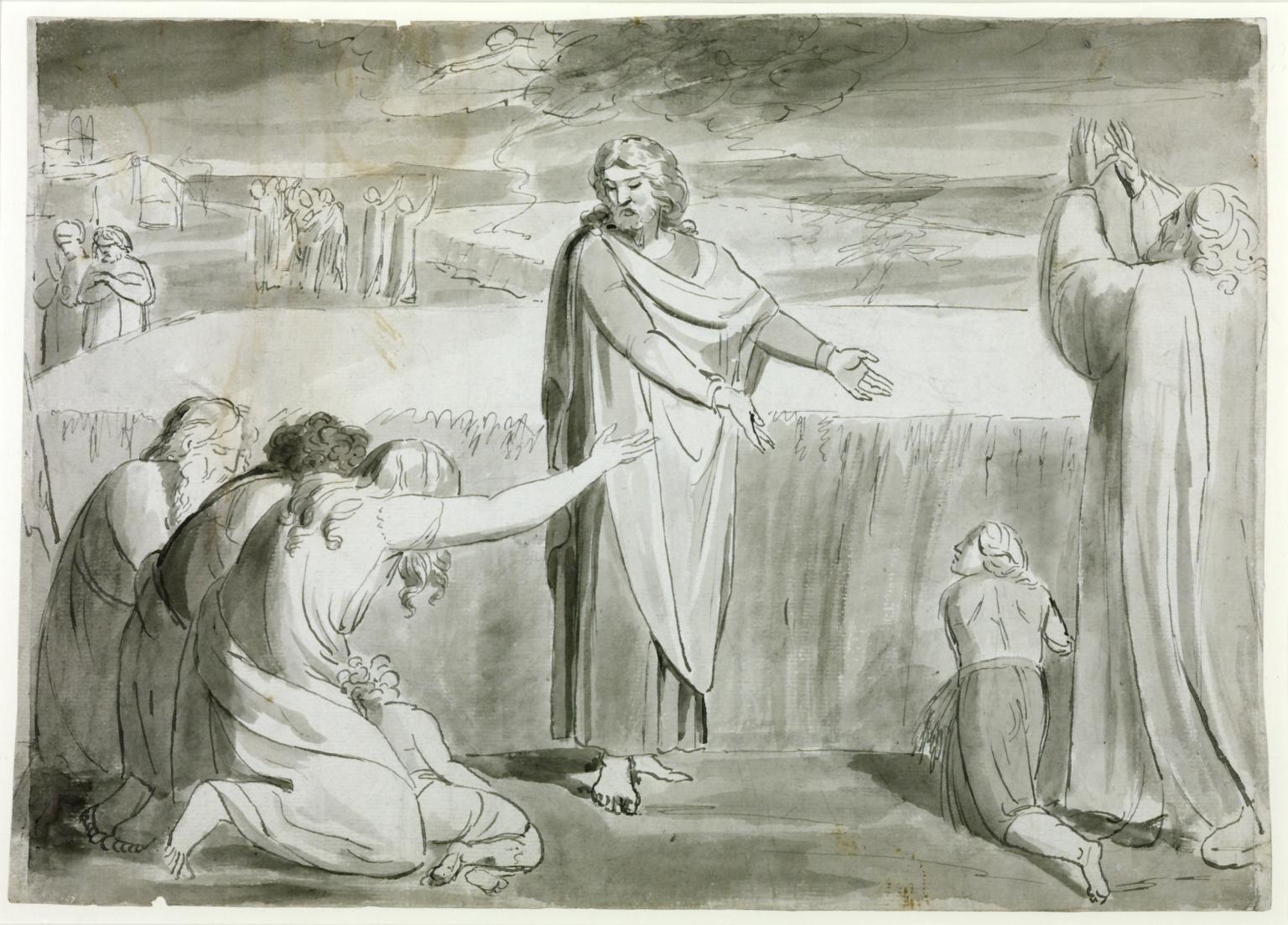 The Good Farmer, Probably the Parable of the Wheat and the Tares, vintage artwork by William Blake, 12x8" (A4) Poster