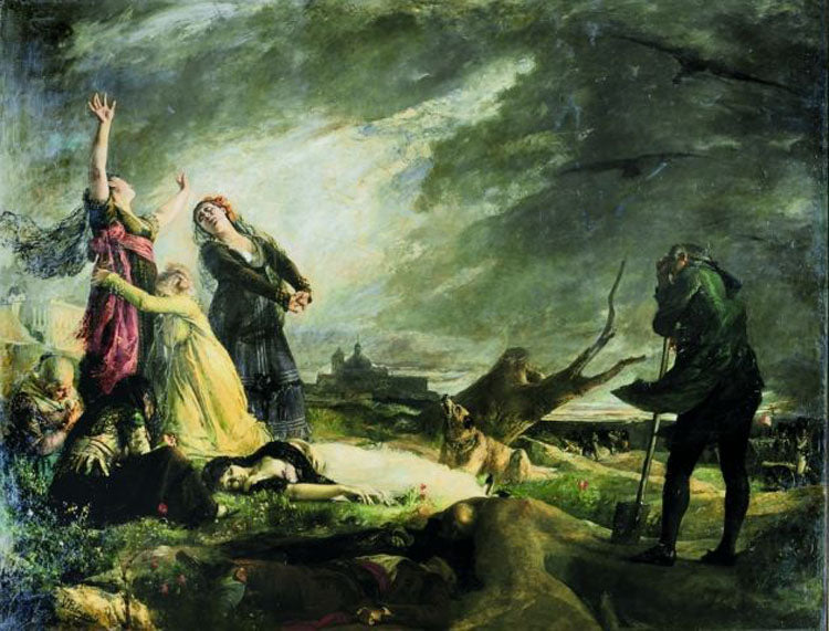 The Shootings of May 3rd in Mountain Príncipe Pío, vintage artwork by Vicente Palmaroli y Gonzalez, 12x8" (A4) Poster