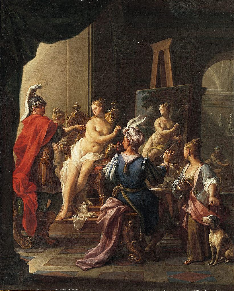 Apelles Painting Campaspe, vintage artwork by Francesco Trevisani, 12x8" (A4) Poster