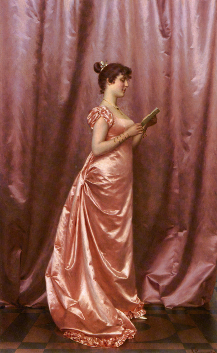 Elegant Lady in Pink by Vittorio Reggianini,A3(16x12