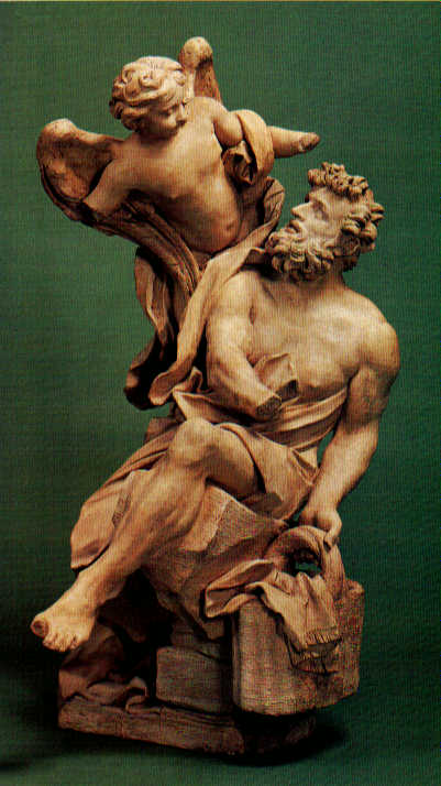 Habbakuk and the Angel, vintage artwork by Gian Lorenzo Bernini, 12x8" (A4) Poster