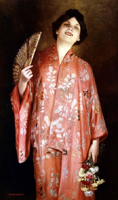 The Pink Kimono, vintage artwork by Max Nonnenbruch, 12x8" (A4) Poster