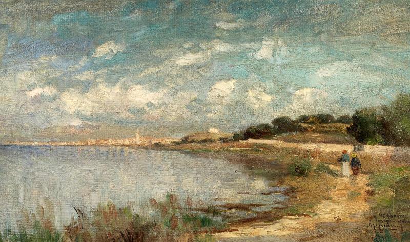 Coastal Landscape with Figures, vintage artwork by Jacques Barthelemy Appian, A3 (16x12") Poster Print