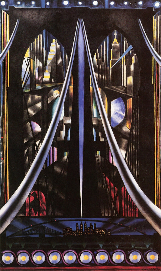 The Brooklyn Bridge, Variation on an Old Theme, vintage artwork by Joseph Stella, 12x8" (A4) Poster